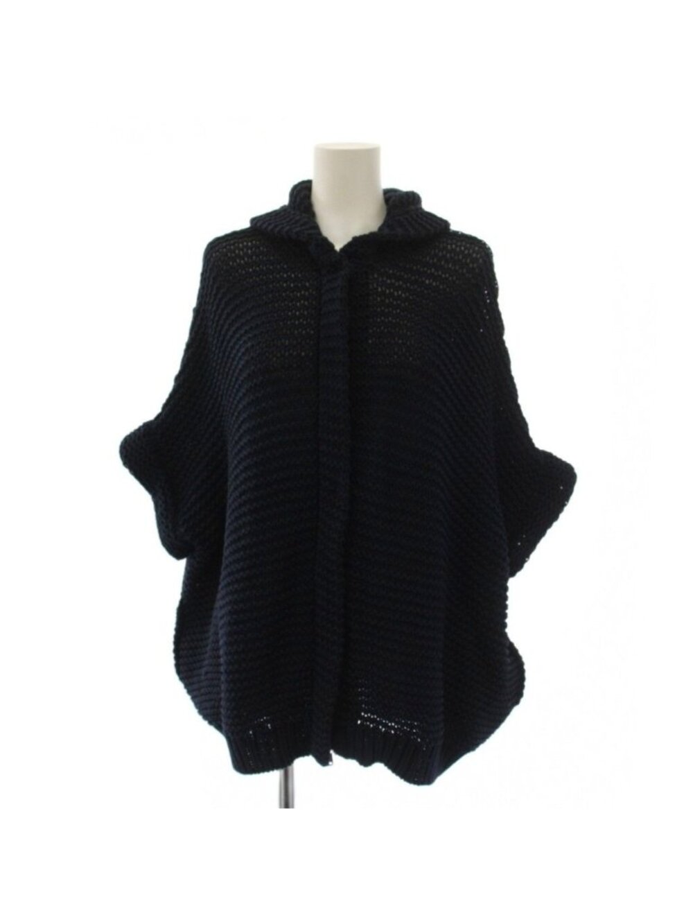 Brunello Cucinelli Hoodie Knit Jacket Zip Up Half Sleeve Navy Blue XS
